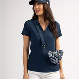 Qoany print fabric fanny pack - Navy blue - Sun Valley women