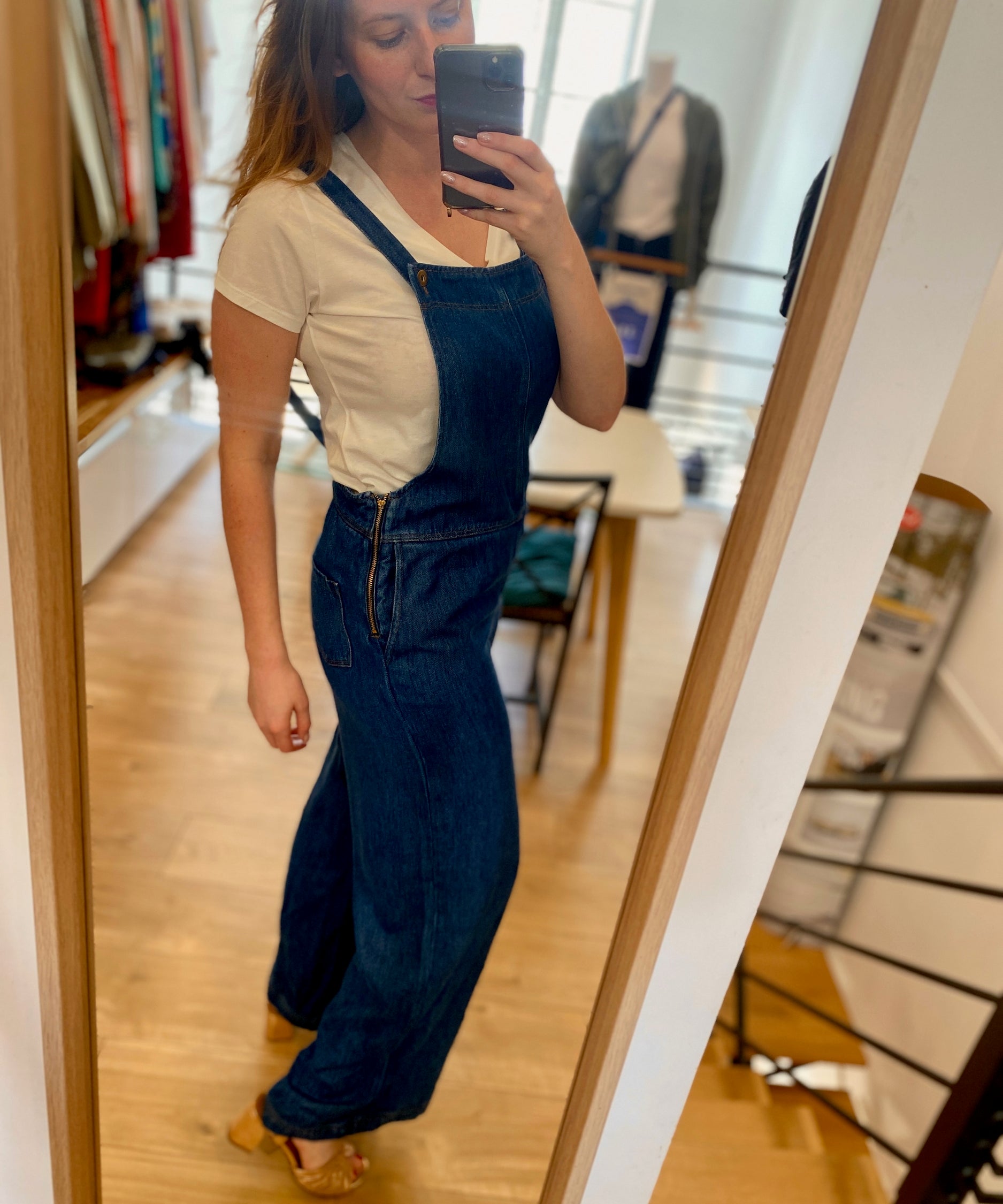 Salopette large en jean - Bleu foncé - I.Code