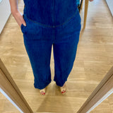 Salopette large en jean - Bleu foncé - I.Code
