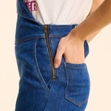 Salopette large en jean - Bleu foncé - I.Code