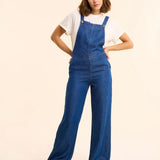 Salopette large en jean - Bleu foncé - I.Code