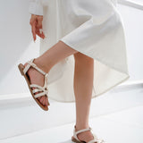 Sandales plates à brides croisées - Beige - LA BOTTINE SOURIANTE