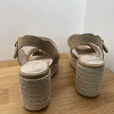 Criss-Cross Strap Wedges - Beige - VANESSA WU