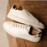 Sneakers cuir empiècement vache Sanna crème Holstein - BOBBIES FEMME