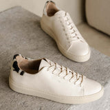 Sneakers cuir empiècement vache Sanna crème Holstein - BOBBIES FEMME