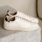 Sneakers cuir empiècement vache Sanna crème Holstein - BOBBIES FEMME