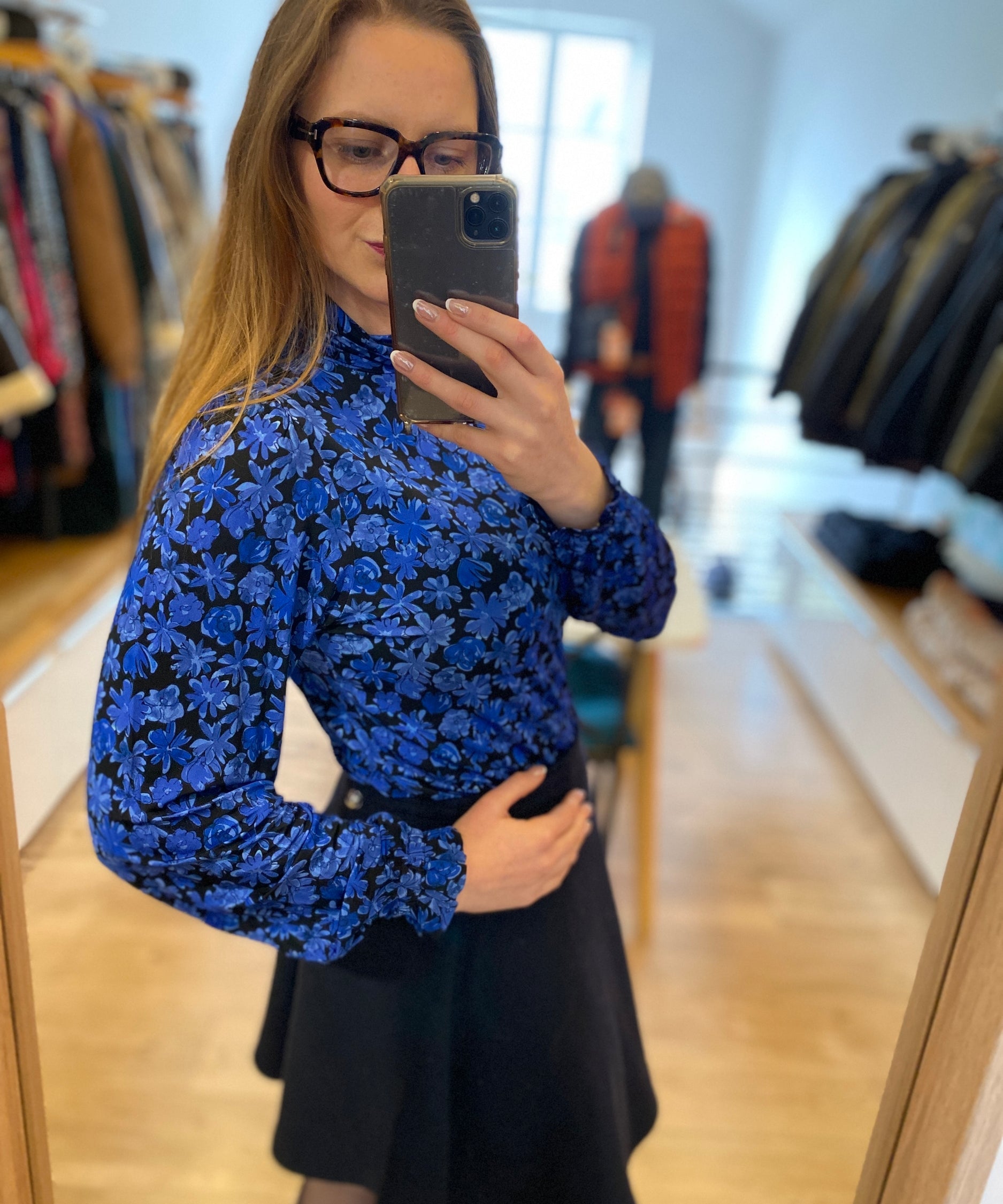 Top Billy imprimé fleuri - Noir/Bleu - FABIENNE CHAPOT