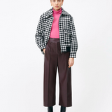 Manteau court en tweed pied-de-poule Eduna - Noir - SUNCOO