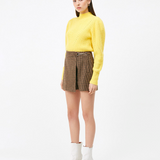 Short-jupe taille haute pied-de-poule Banny - Taupe - SUNCOO