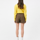 Short-jupe taille haute pied-de-poule Banny - Taupe - SUNCOO