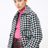 Manteau court en tweed pied-de-poule Eduna - Noir - SUNCOO