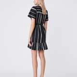 Robe courte brodée ceinturée Chalva - Noir - SUNCOO