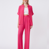 Pantalon large taille haute Juan - Fuchsia - SUNCOO