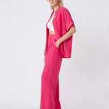 Pantalon large taille haute Juan - Fuchsia - SUNCOO