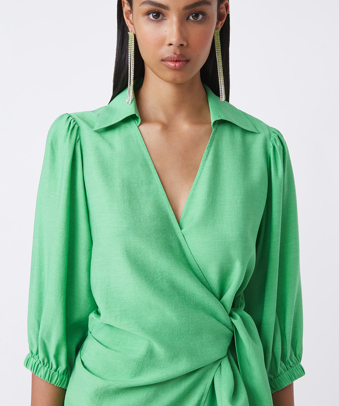 Robe courte portefeuille Cesira - Vert - SUNCOO