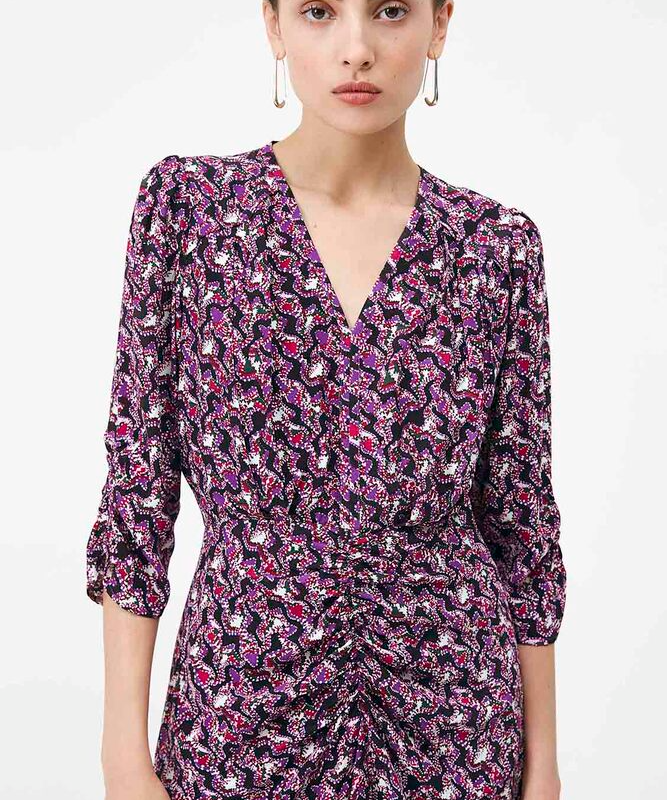 Robe courte imprimé abstrait Churry - Fuchsia - SUNCOO