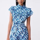 Bazil high-waisted floral print shorts - Blue - SUNCOO