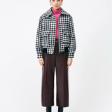 Manteau court en tweed pied-de-poule Eduna - Noir - SUNCOO