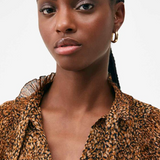 Robe courte plissée imprimé léopard Cristal - Camel - SUNCOO