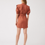 Robe courte ceinturée froncée Cassey - Tomette - Suncoo
