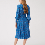 Robe portefeuille midi imprimé Celine - Bleu - Suncoo