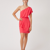 Robe courte épaules asymétriques Chypre - Fuschia - Suncoo