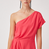 Robe courte épaules asymétriques Chypre - Fuschia - Suncoo