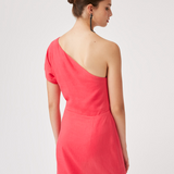 Robe courte épaules asymétriques Chypre - Fuschia - Suncoo