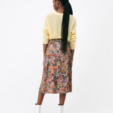 Jupe midi imprimé fleuri 70's Fun - Vert - SUNCOO