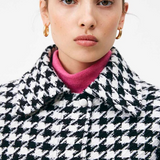 Manteau court en tweed pied-de-poule Eduna - Noir - SUNCOO