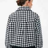 Manteau court en tweed pied-de-poule Eduna - Noir - SUNCOO