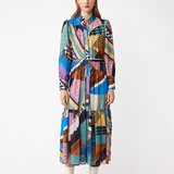 Robe chemise longue à imprimé graphique Cheryn - Multicolore - SUNCOO