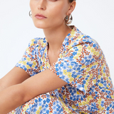 Robe courte à imprimé floral Callista - Bleu - SUNCOO
