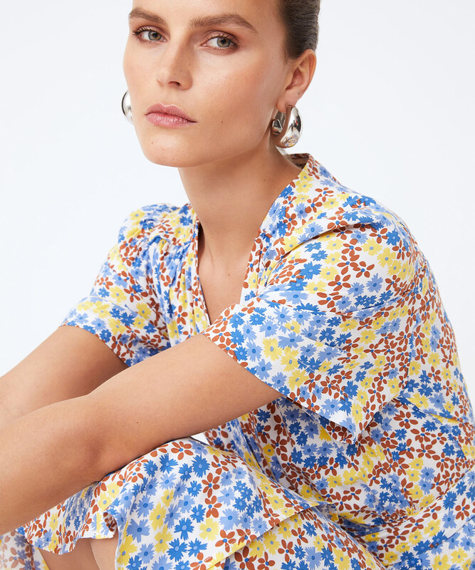 Robe courte à imprimé floral Callista - Bleu - SUNCOO