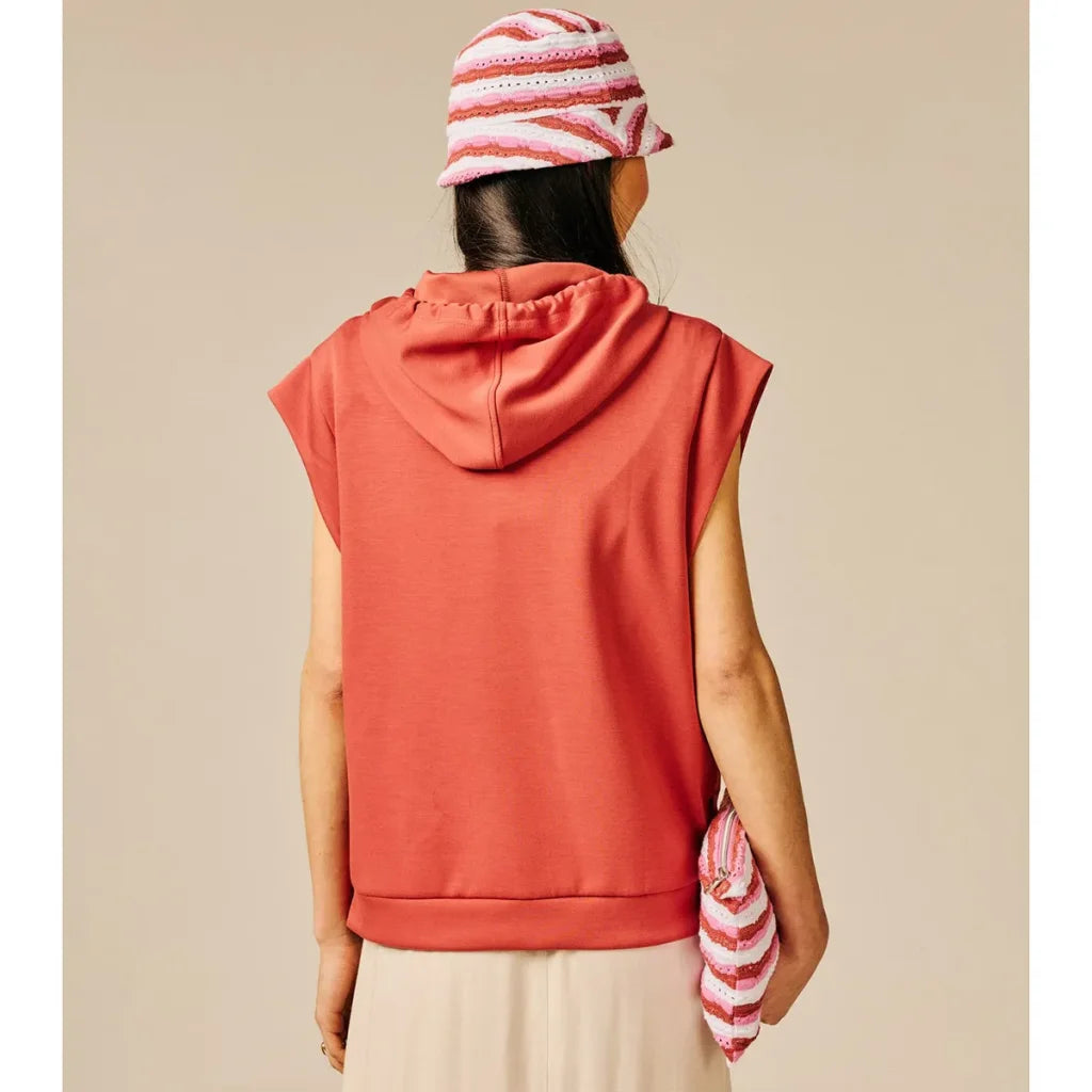 Sweat à capuche sans manches Drilis - Argile rouge - SUN VALLEY FEMME