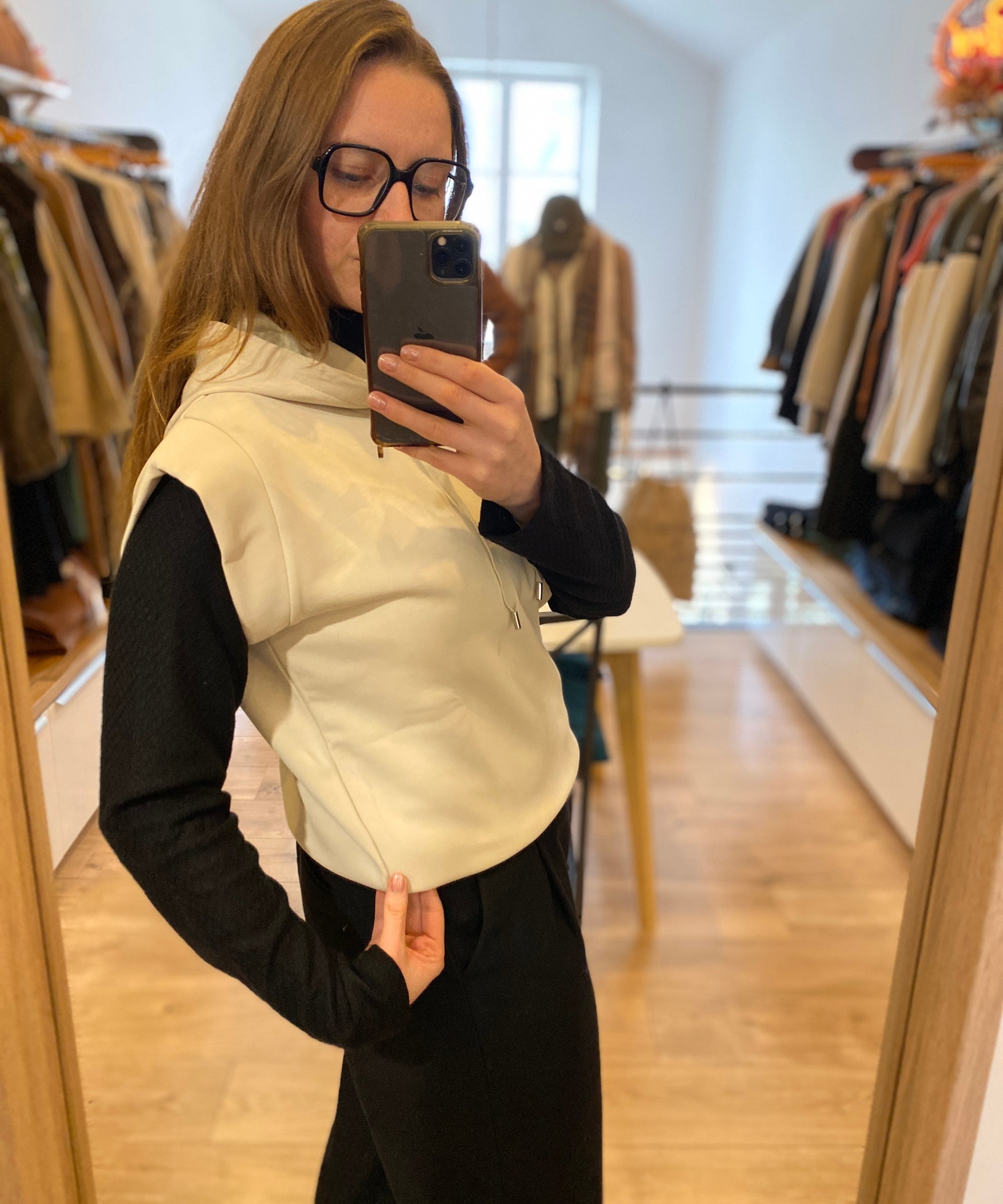 Sweat à capuche sans manches Dybrow - Beige clair - SUN VALLEY FEMME