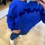 Sweat en molleton gratté pur coton June - Indigo - DES PETITS HAUTS