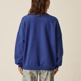 Sweat en molleton gratté pur coton June - Indigo - DES PETITS HAUTS