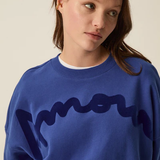 Sweat en molleton gratté pur coton June - Indigo - DES PETITS HAUTS
