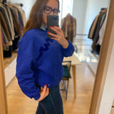 Sweat en molleton gratté pur coton June - Indigo - DES PETITS HAUTS