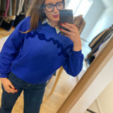 Sweat en molleton gratté pur coton June - Indigo - DES PETITS HAUTS
