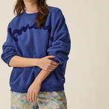 Sweat en molleton gratté pur coton June - Indigo - DES PETITS HAUTS