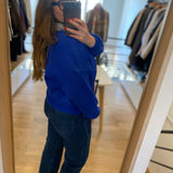 Sweat en molleton gratté pur coton June - Indigo - DES PETITS HAUTS