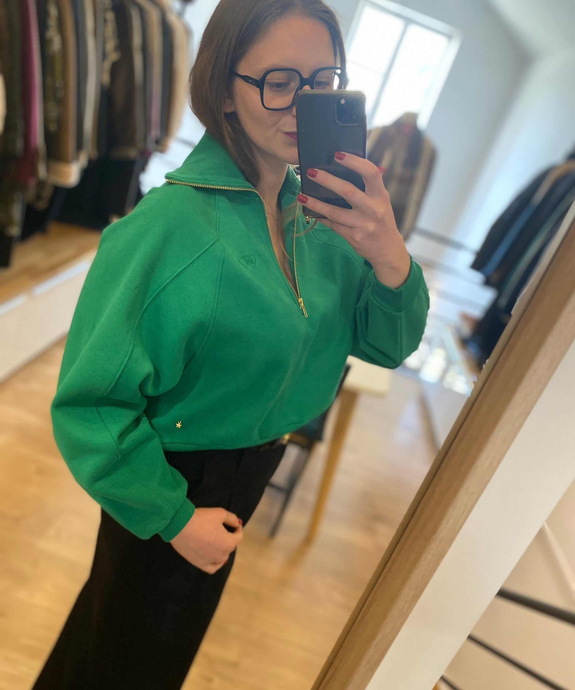 Sweat shirt Jona col camionneur - Kale - DES PETITS HAUTS