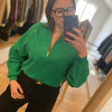 Sweat shirt Jona col camionneur - Kale - DES PETITS HAUTS