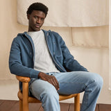 Sweat zippé en coton pour homme Mesnil - Bleu - FAGUO HOMME