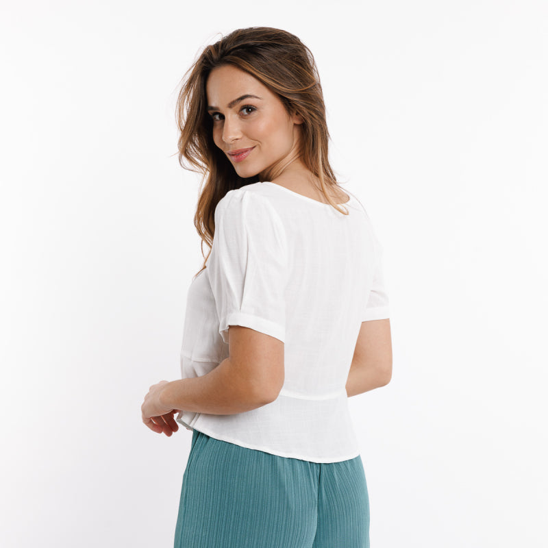 Chemise courte cintrée - Crème - SWEEWË