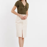 Jupe mi-longue - Beige - SWEEWE