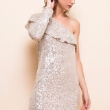 Robe courte ivoire à sequins