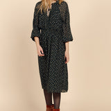 Robe imprimée vert foncé
